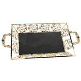 Metallic Flourish Mirror Base Rectangle Tray, 23-1/4-Inch