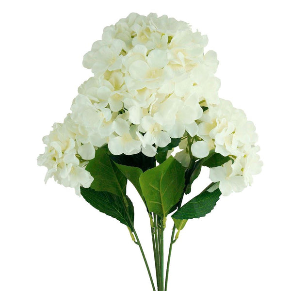 Artificial Silk Hydrangea Bouquet Flowers, 22-Inch, Ivory