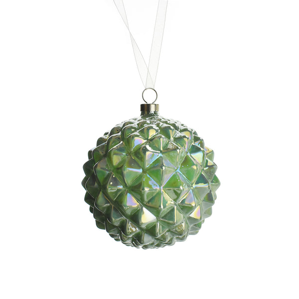 Studded Pattern Glass Ball Christmas Ornament, 4-Inch