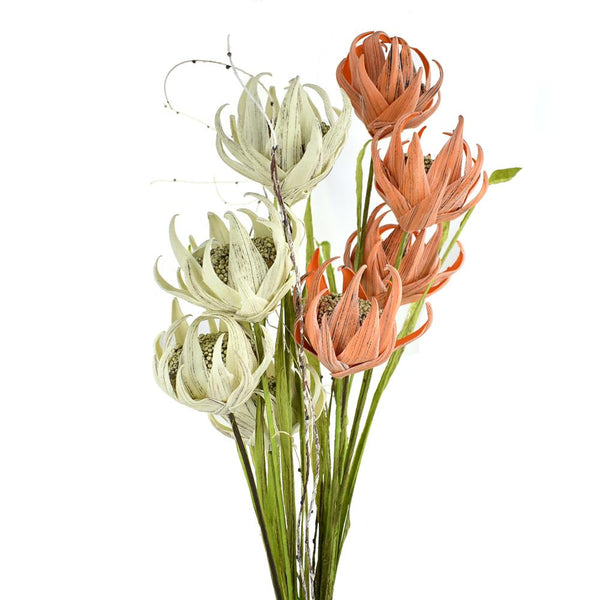 Tall Artificial Protea Flower with Leaves and Branches, 37-Inch