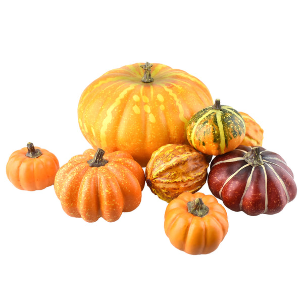 Artificial Pumpkin Home Decor, Assorted Sizes, 8-Piece