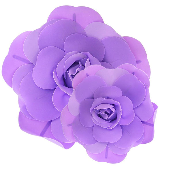 Rose Foam Wall Flowers, Lavender, Assorted Sizes, 2 Piece