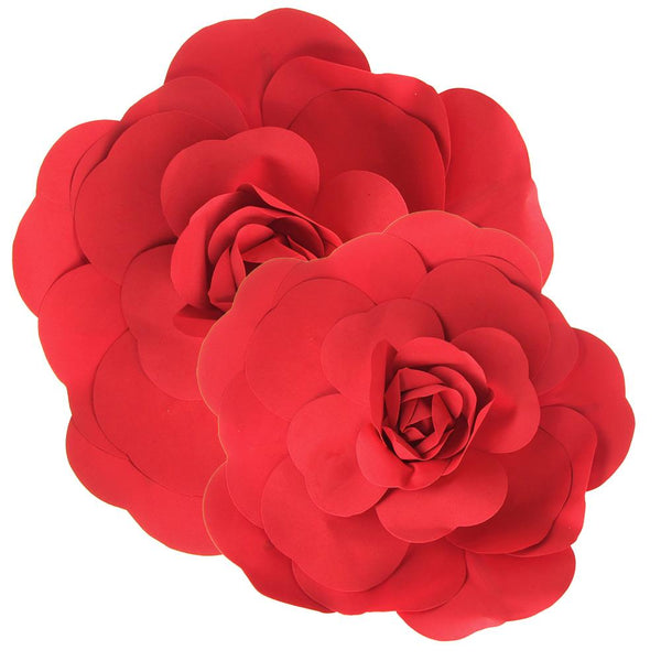 Rose Foam Wall Flowers, Red, Assorted Sizes, 2 Piece