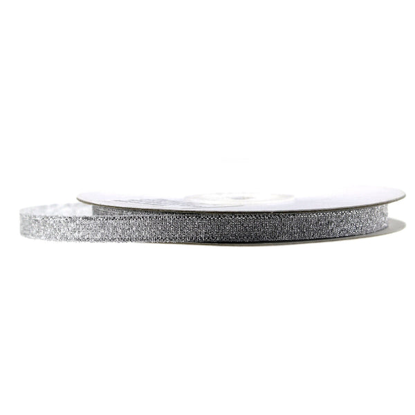 Metallic Taffeta Christmas Ribbon, 3/8-inch, 25-yard, Silver