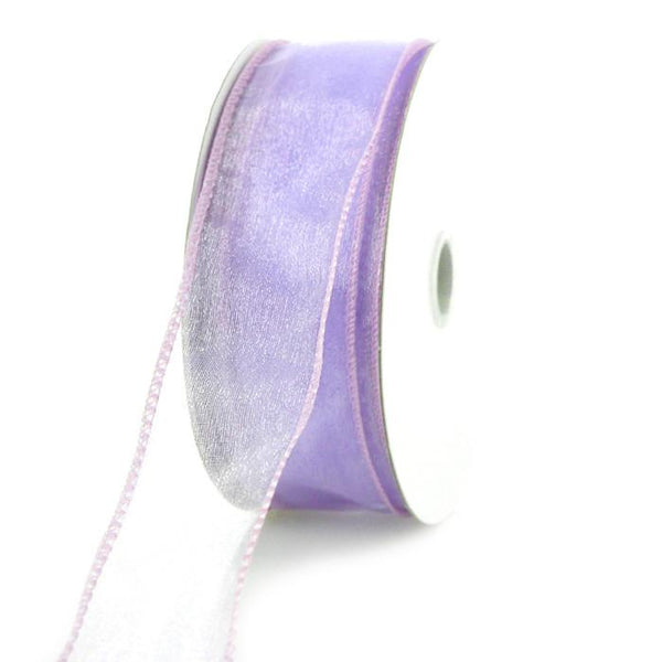 Sheer Chiffon Ribbon Wired Edge, 1-1/2-inch, 25-yard, Lavender
