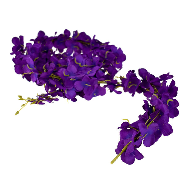 Floral Hanging Hydrangea Lei Garland, 60-Inch, Purple