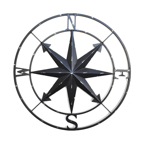 Metal Compass Wall Hanging Sculpture, 28-Inch