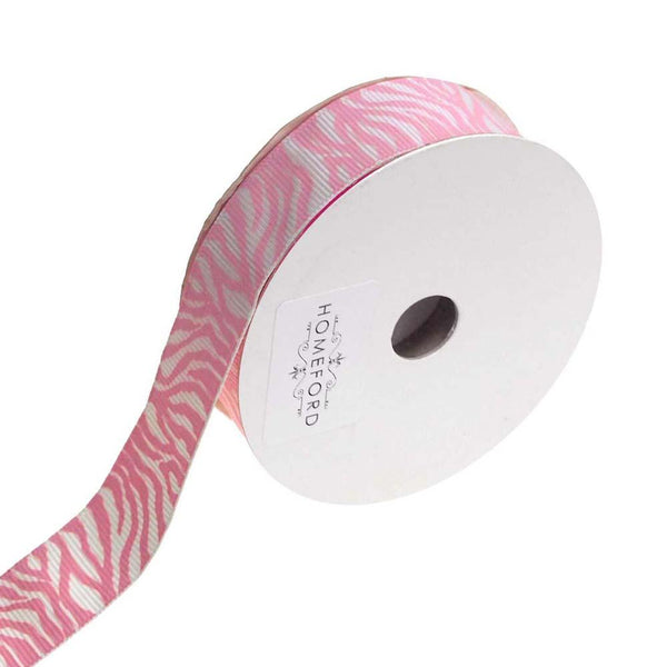 Zebra White Grosgrain Ribbon, 7/8-Inch, 4-Yard, Pink