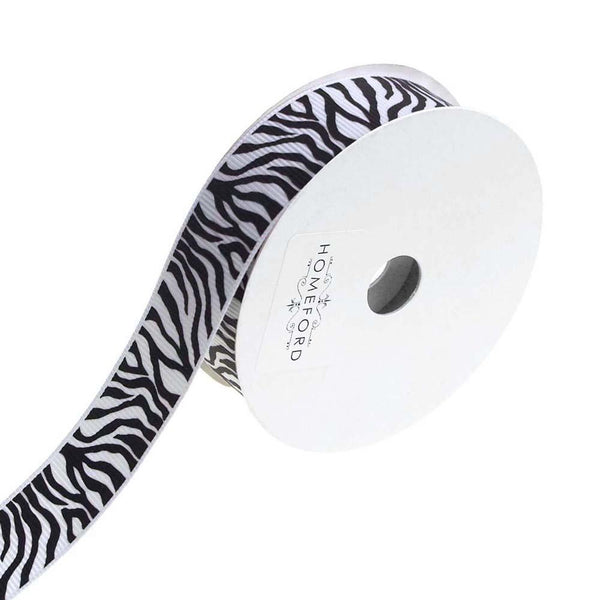 Zebra White Grosgrain Ribbon, 7/8-Inch, 4-Yard, Black