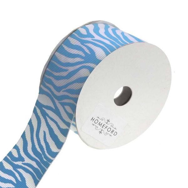 Zebra White Grosgrain Ribbon, 1-1/2-Inch, 4-Yard, Light Blue