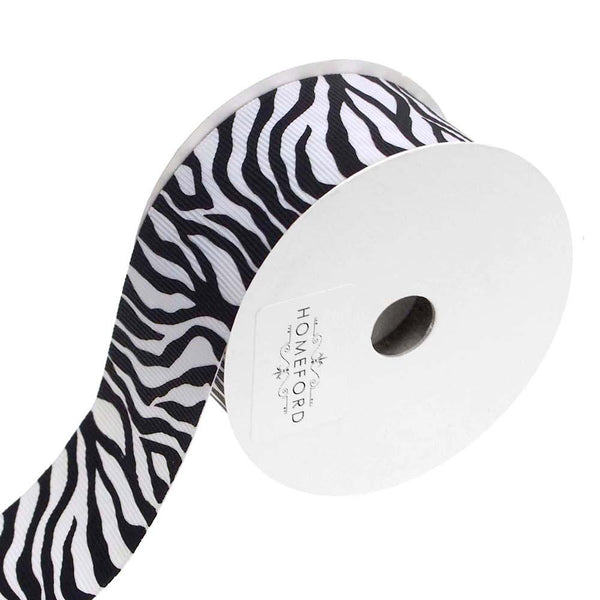Zebra White Grosgrain Ribbon, 1-1/2-Inch, 4-Yard, Black