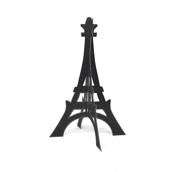 3D Glittered Eiffel Tower Stand, Black, 12-Inch