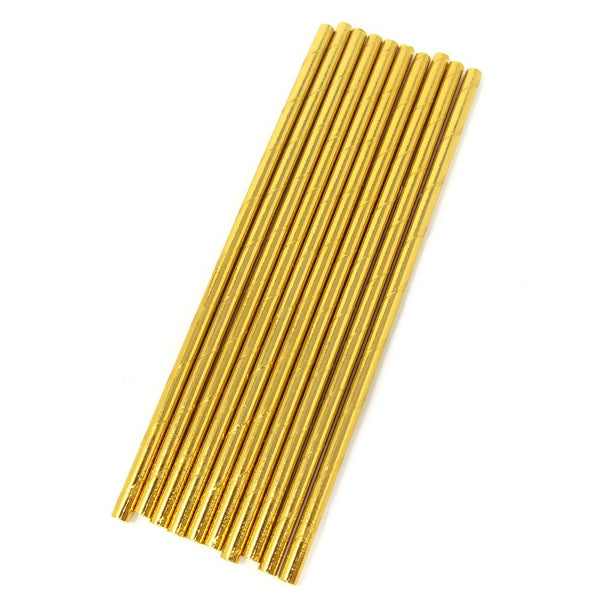 Solid Colored Paper Straws, Gold, 7-3/4-Inch, 10-Count
