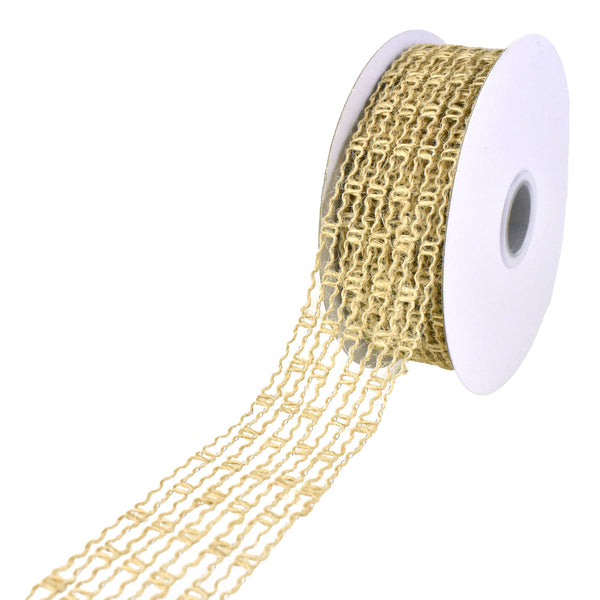 Christmas Expandable Natural Jute Wired Ribbon, 1-1/2-Inch, 10-Yard