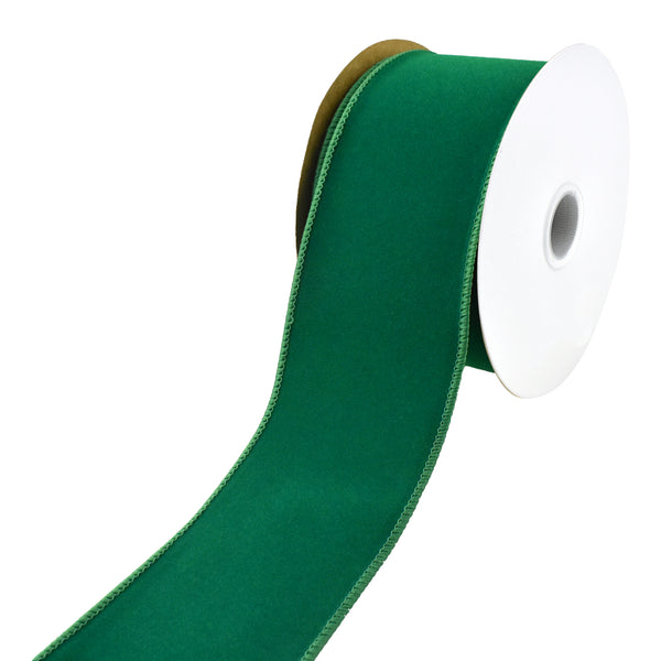Christmas Velvet Domestic Outdoor Wired Ribbon, 2-1/2-Inch, 10-Yard - Holiday Green