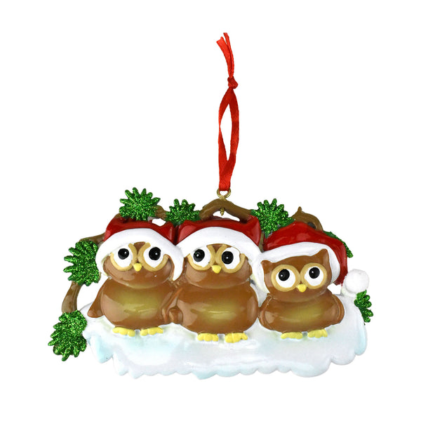 Cute Owl Family of Three Christmas Ornament, 2-1/2-Inch