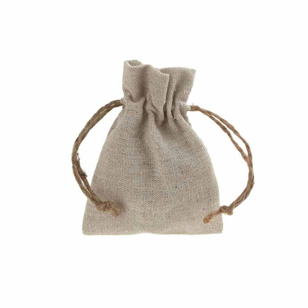 Natural Linen Favor Bags with Jute Drawstring, 3-Inch x 4-Inch, 12-Piece