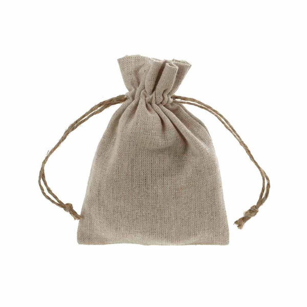 Natural Linen Favor Bags with Jute Drawstring, 3-Inch x 5-Inch, 12-Piece
