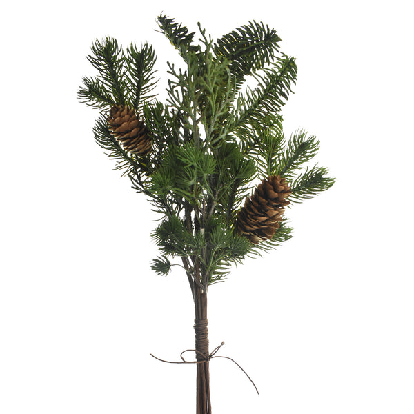 Artificial Pine Leaf and Pine Cone Stem, 19-Inch