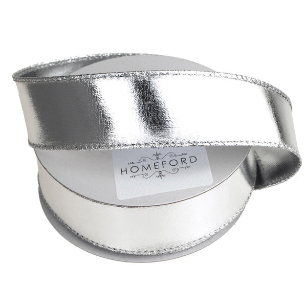 Metallic Lame Christmas Ribbon Wired Edge, 1-1/2-Inch, 10 Yards, Silver