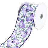 Butterflies and Flowers Linen Wired Edge Ribbon, 2-1/2-Inch, 10-Yard