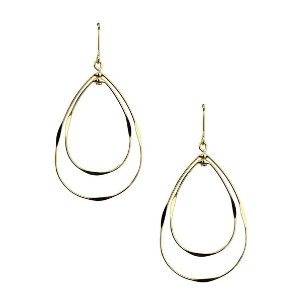 Geometrical Tear Drop Dangle Earrings, Gold, 1-1/2-Inch