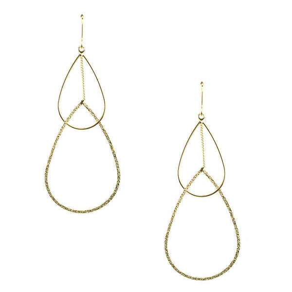 Double Tear Drop Dangle Earrings, 2-1/2-Inch