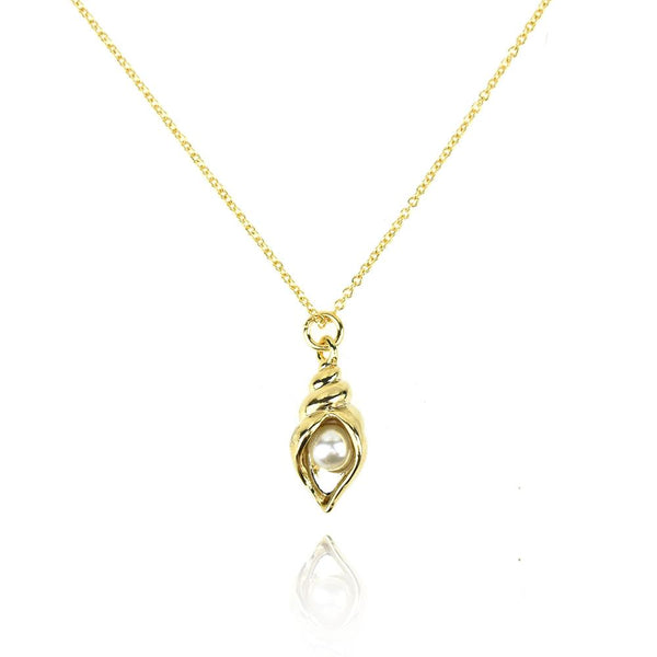 Conch Shell and Pearl Necklace, 16-Inch