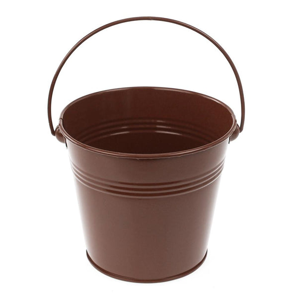 Metal Pail Bucket Party Favor, 5-Inch, Brown