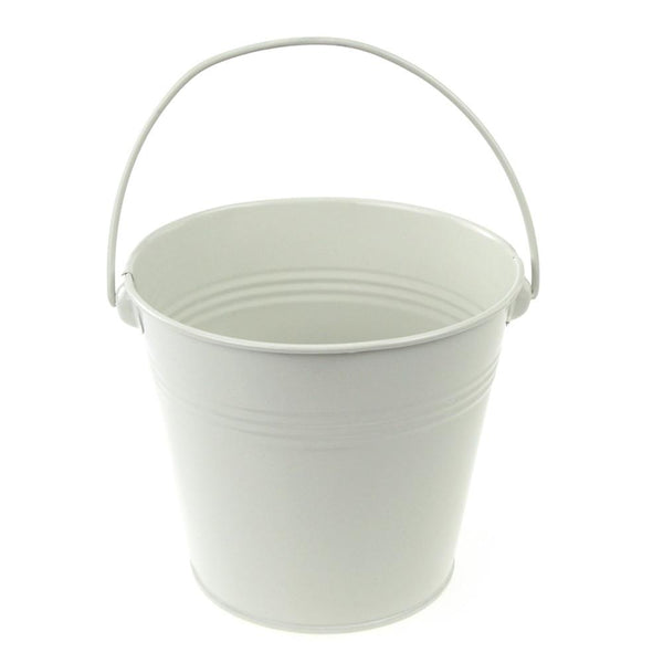 Metal Pail Bucket Party Favor, 5-Inch, White