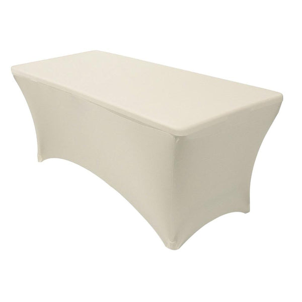Rectangular Spandex Table-Cloth Cover, 8-Feet, Ivory