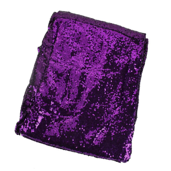 Sparkling Sequins Square Fabric Table Overlay, 72-Inch x 72-Inch, Purple
