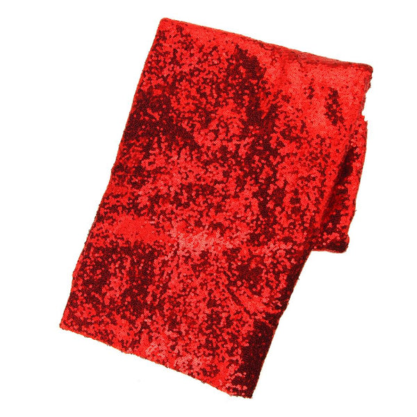 Sparkling Sequins Square Fabric Table Overlay, Red, 72-Inch x 72-Inch