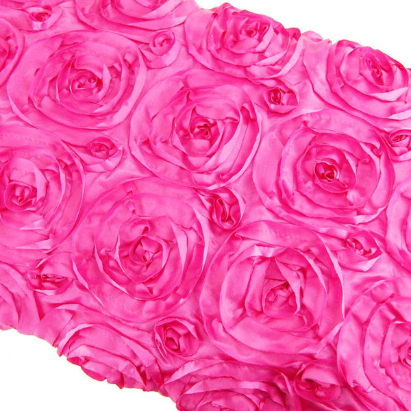 Satin Rosette Table Overlay With Serged Edge, 72-Inch x 72-Inch, Fuchsia