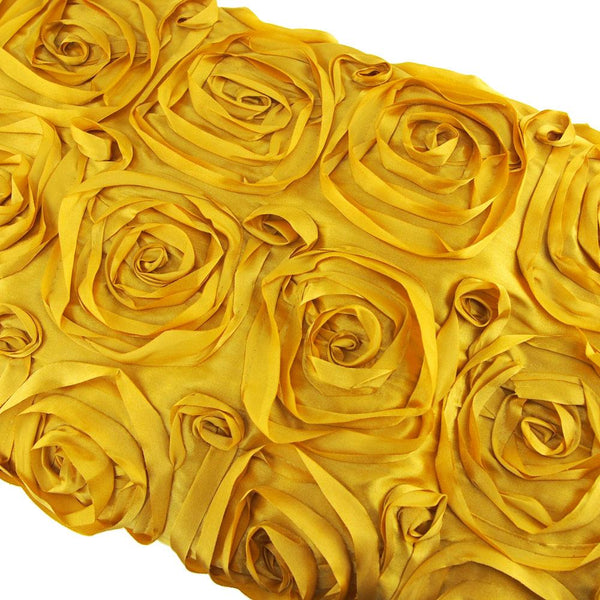 Satin Rosette Table Overlay With Serged Edge, 72-Inch x 72-Inch, Gold