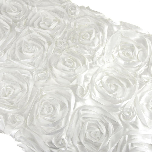 Satin Rosette Table Overlay With Serged Edge, 72-Inch x 72-Inch, White