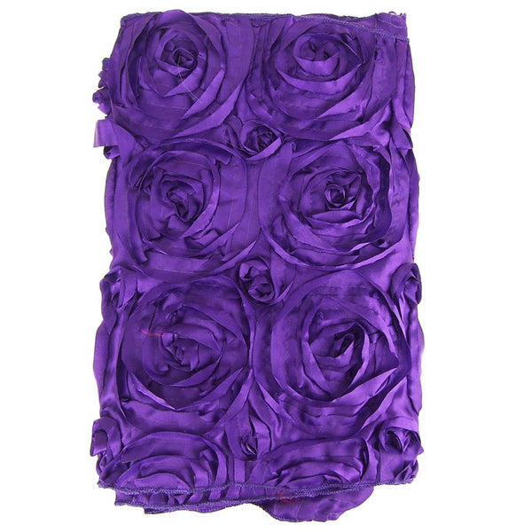 Satin Rosette Table Runner with Serged Edge, Purple, 14-Inch x 108-Inch