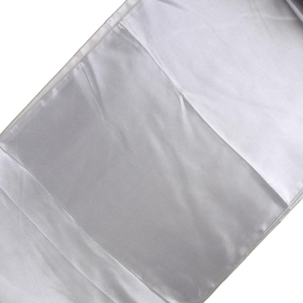 Satin Fabric Table Runner, Silver, 14-Inch x 108-Inch