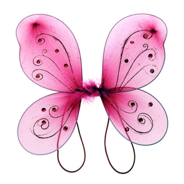 Organza Nylon Butterfly Wings with Glitters, 12-Inch, Fuchsia
