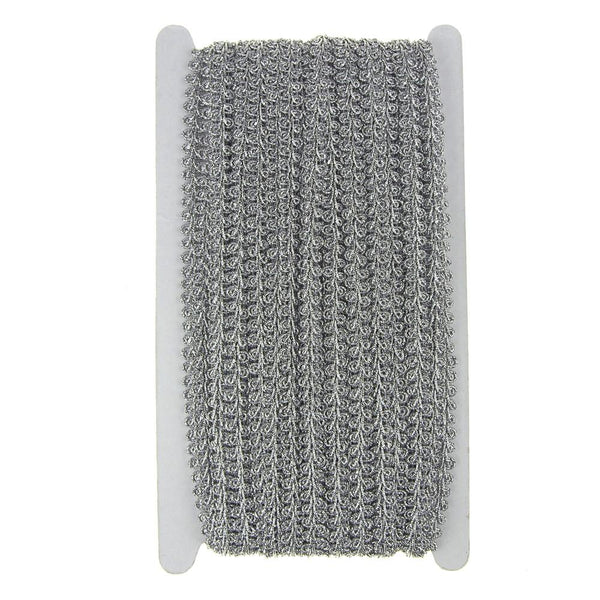 Metallic Fabric Swirl Trim, Silver, 10mm, 20-Yards