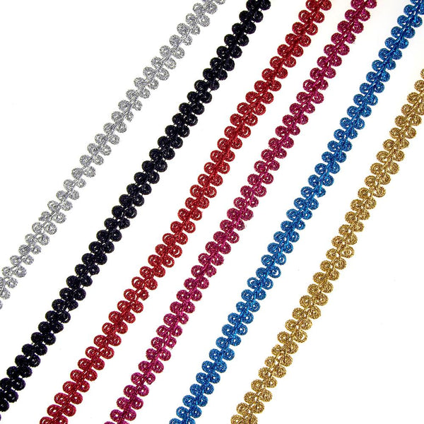 Metallic Fabric Swirl Trim, 10mm, 20-Yards