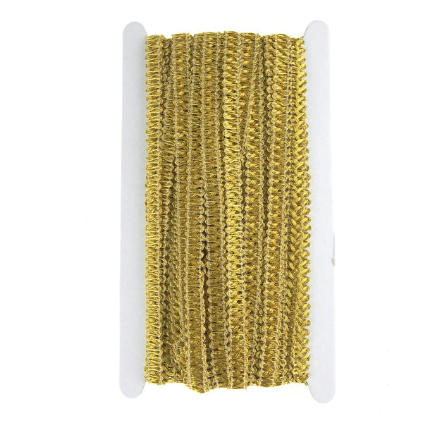 Metallic Gimp Weaved Trim, Gold, 12mm, 15-Yards