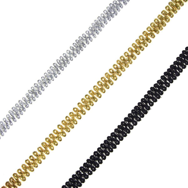 Metallic Gimp Weaved Trim, 12mm, 15-Yards