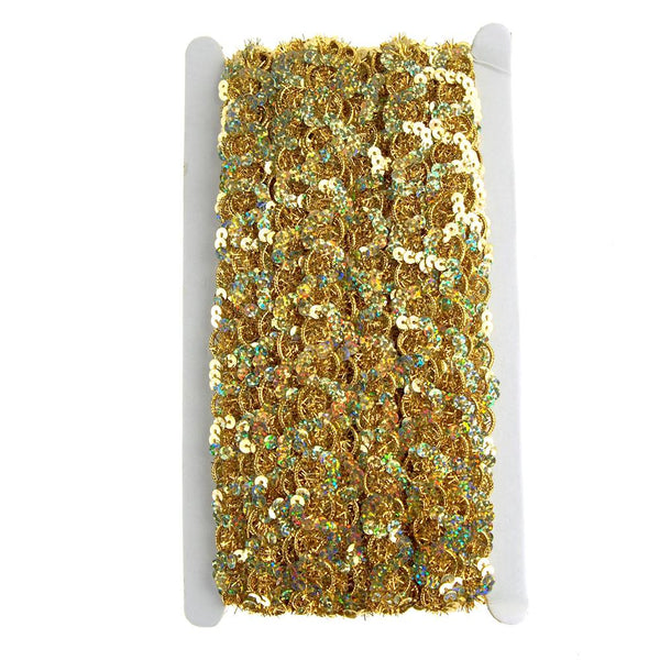 Metallic Sequin Waved Trim, Gold, 18mm, 15-Yards