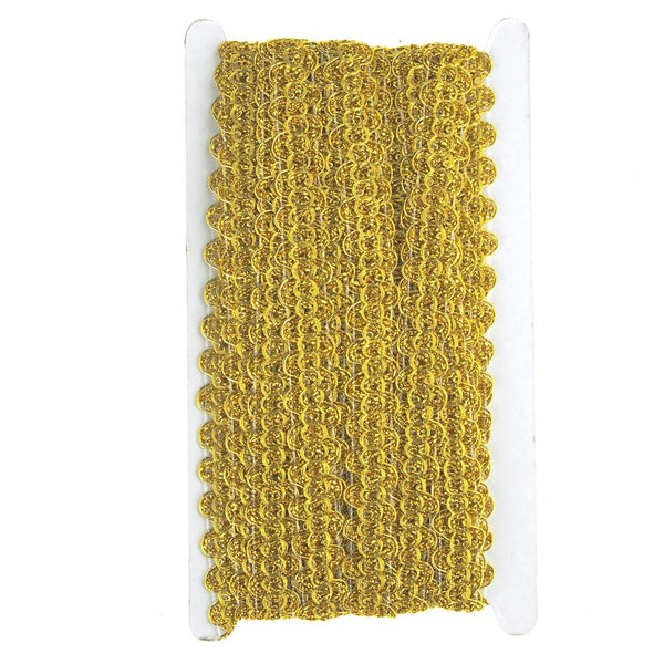 Metallic Woven Waved Trim, Gold, 20mm, 15-Yards
