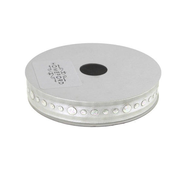 Circle Bling Center Sheer Ribbon, 5/8-Inch 3 Yards, White
