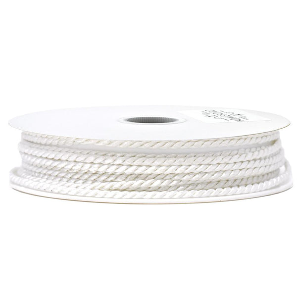 Solid Color Twisted Cord, White, 1/8-Inch, 3-Yard
