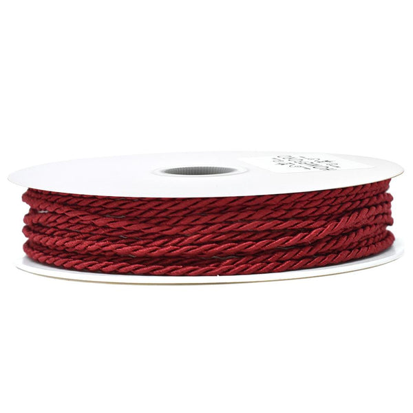 Solid Color Twisted Cord, Burgundy, 1/8-Inch, 3-Yard