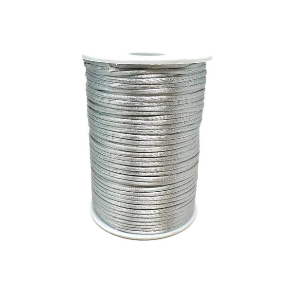 Satin Rat Tail Cord Ribbon Chinese Knot, 1/16-Inch, 100-Yard, Silver