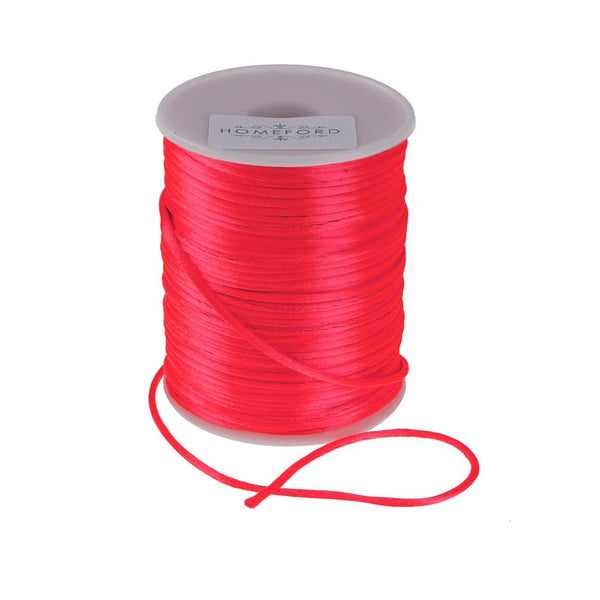Satin Rat Tail Cord Ribbon Chinese Knot, 1/16-Inch, 100-Yard, Coral